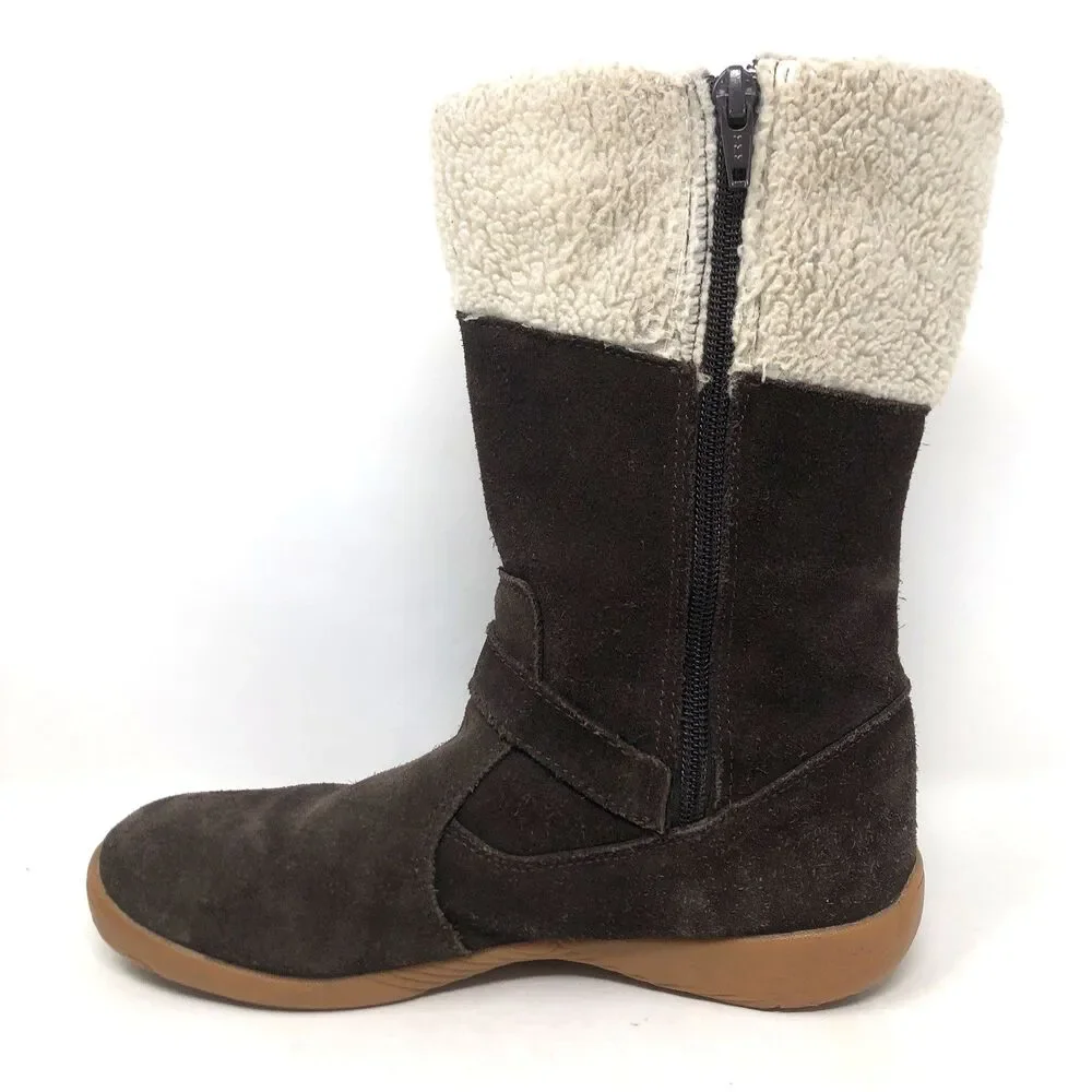 MERRELL Mimosa Harvest Suede Boots Kids Girls US 5 Brown Buckle Sherpa Winter